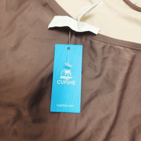 Brown Halter Plunge One-Piece Swimsuit Womens Size M By Cupshe - Picture 6 of 6